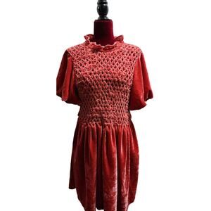 Free people mini velour gum drop dress in Coral